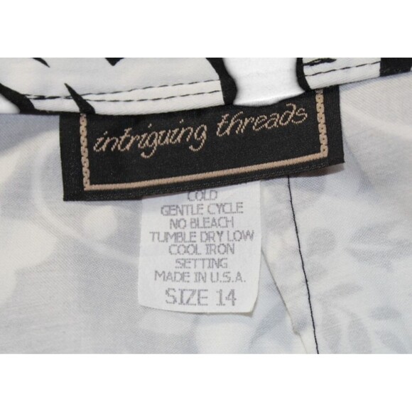 Vintage Intriguing Threads Skirt Flower Black White Floral Back Zip A-Line Sz 14 - Picture 4 of 4